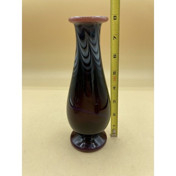 Alder House Oregon Buzz Williams Art Glass 8” Vase Red Signed 1980 Hand Blown - Picture 10 of 10